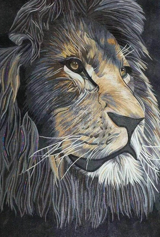 Majestic Pride: Lion Mosaic Artwork