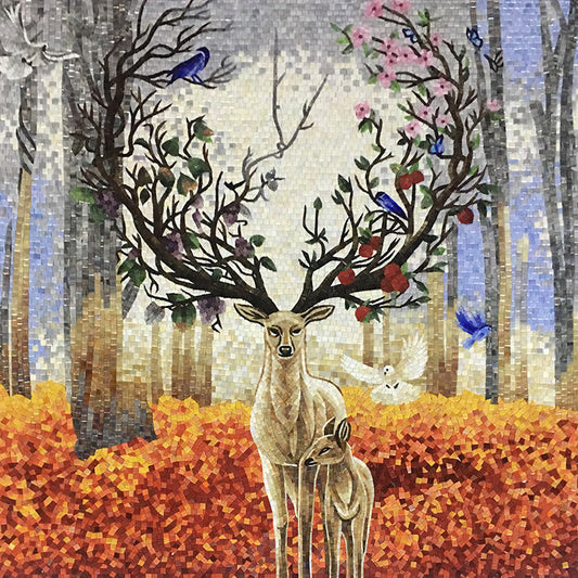 Northern Serenity: Reindeer Mosaic Artwork