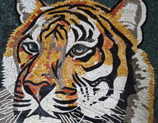 Handcrafted Tiger Mosaic Wall Art For Home Decor