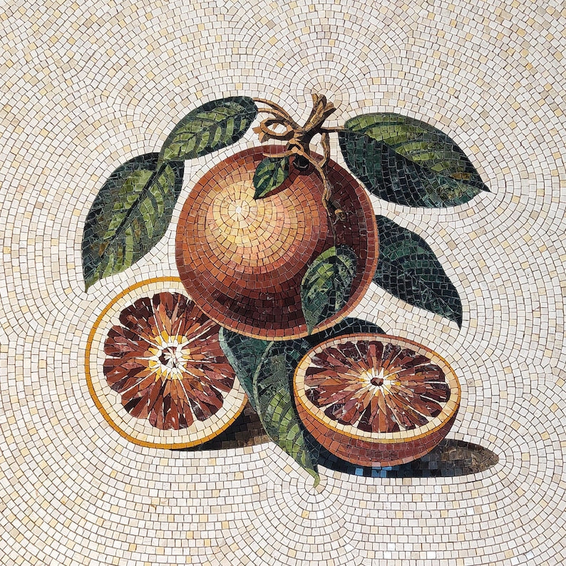 Citrus Bloom: Orange Mosaic Art Piece