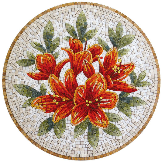 Fiery Elegance: Crafted Glass Mosaic Tile Art