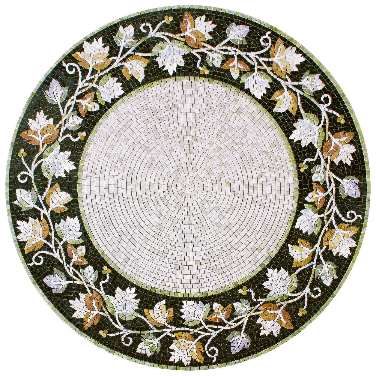 Floral Harmony: Flower Medallion Mosaic Tabletop