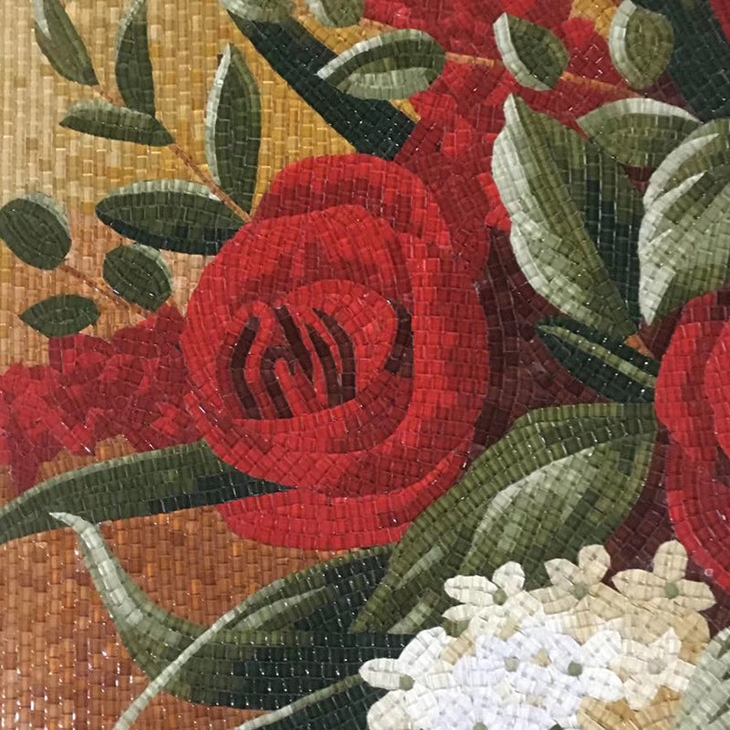 Crimson Blossom: Reddish Flower Mosaic Art in Nature