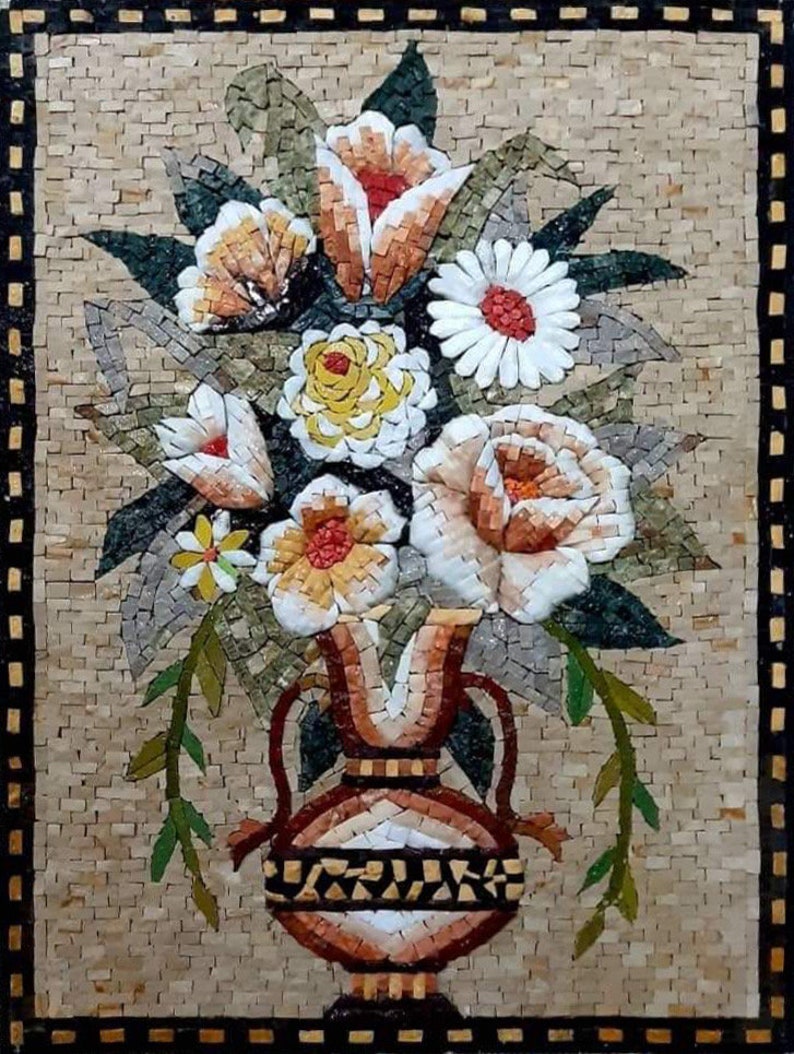 Unique Vase Flower Mosaic Design