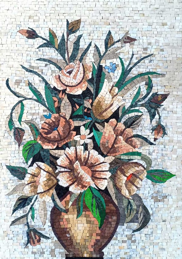 Floral vase Mosaic Art- Mosaic Mural