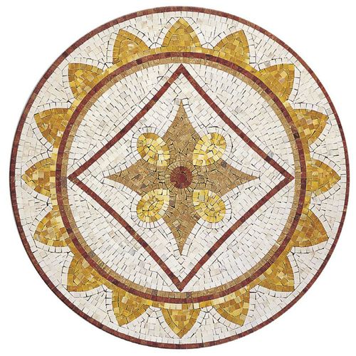 Custom Geometric Mosaic Tile Tabletop - Handcrafted Artistry for Your Dining Room