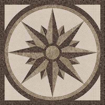 Pixelated Compass Mosaic Floor Tile