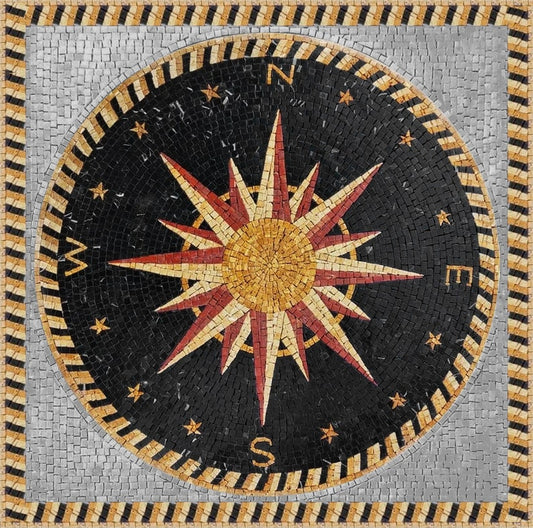 Custom Mosaics - Compass Rug Tile Art