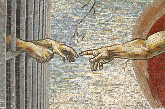 Michelangelo Creation Of Adam - Roman Mosaic Art Reproduction