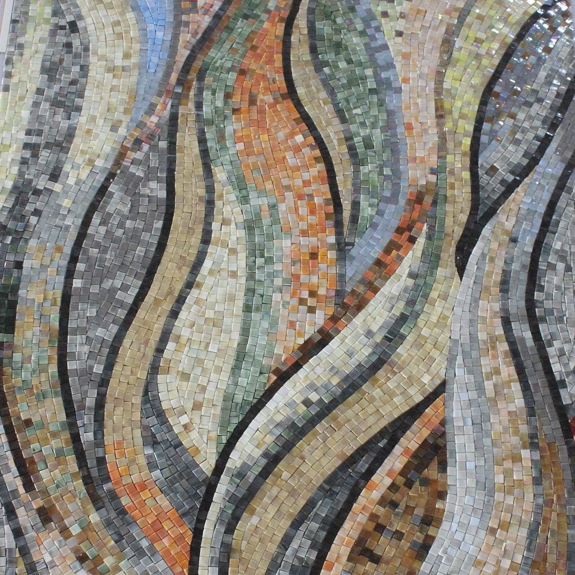 Golden Waves: Glass Tile Mosaic Art