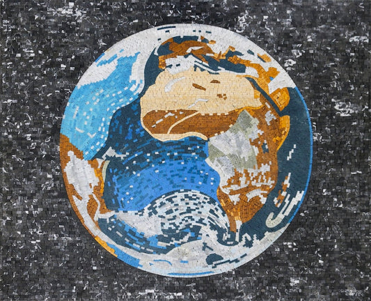 Earth Mosaic Wall Art Handcrafted Tiles Marble Mosaic