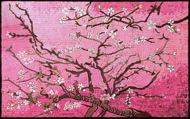 Cherry Blossom Mosaic Tree Artwork Design