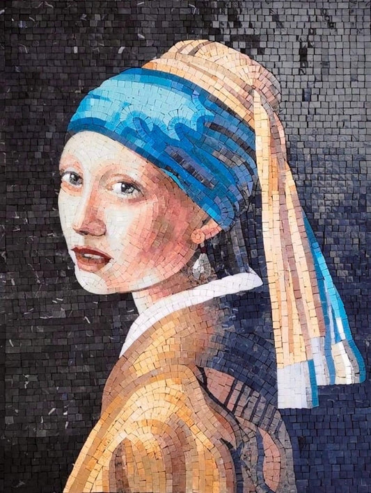 Elegance in Mosaic: Girl with a Pearl Earring Reproduction - Johannes Vermeer