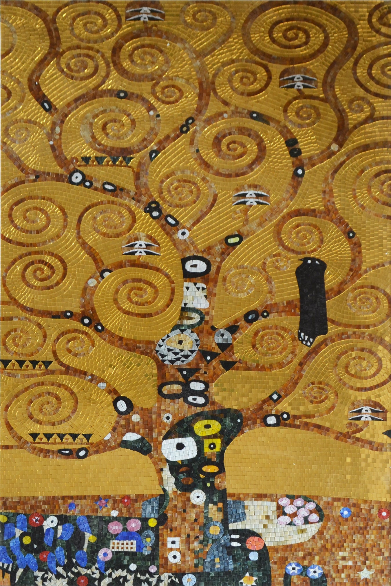 Mosaic Golden Harmony: Gustav Klimt's Tree of Life Reproduction