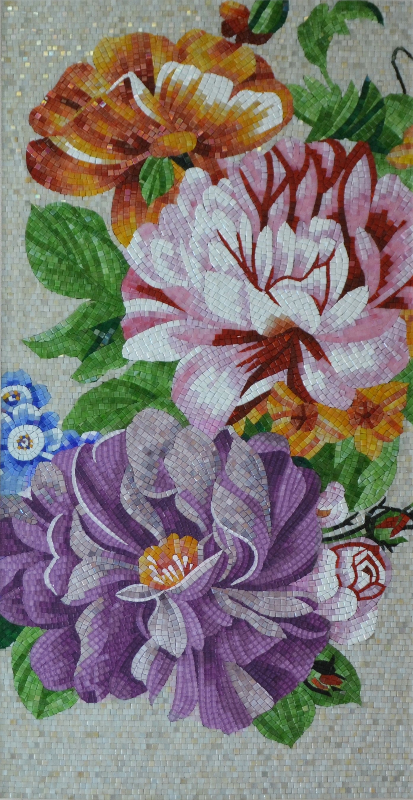 Contemporary Floral Mosaic Wall Decor: Timeless Charm