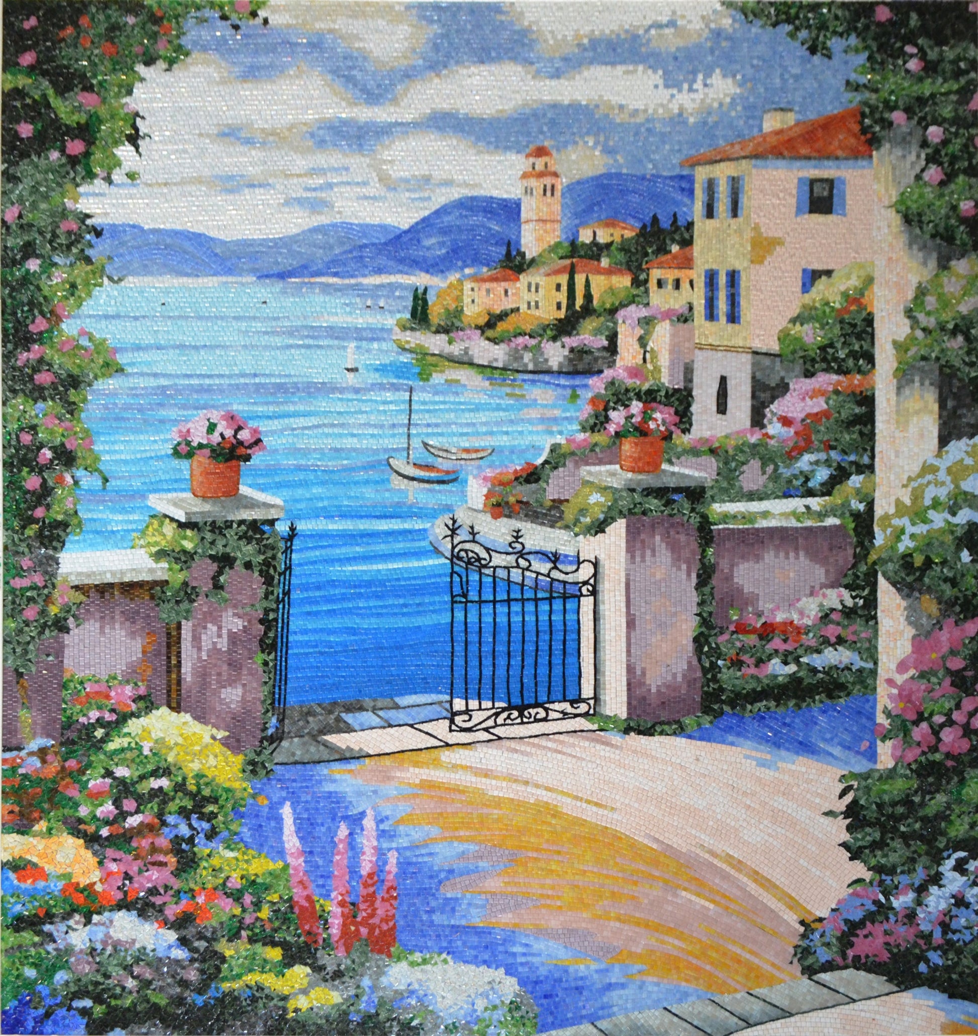 Mosaic Sea View - Unique Floral View  | Landscape Mosaics | iMosaicArt