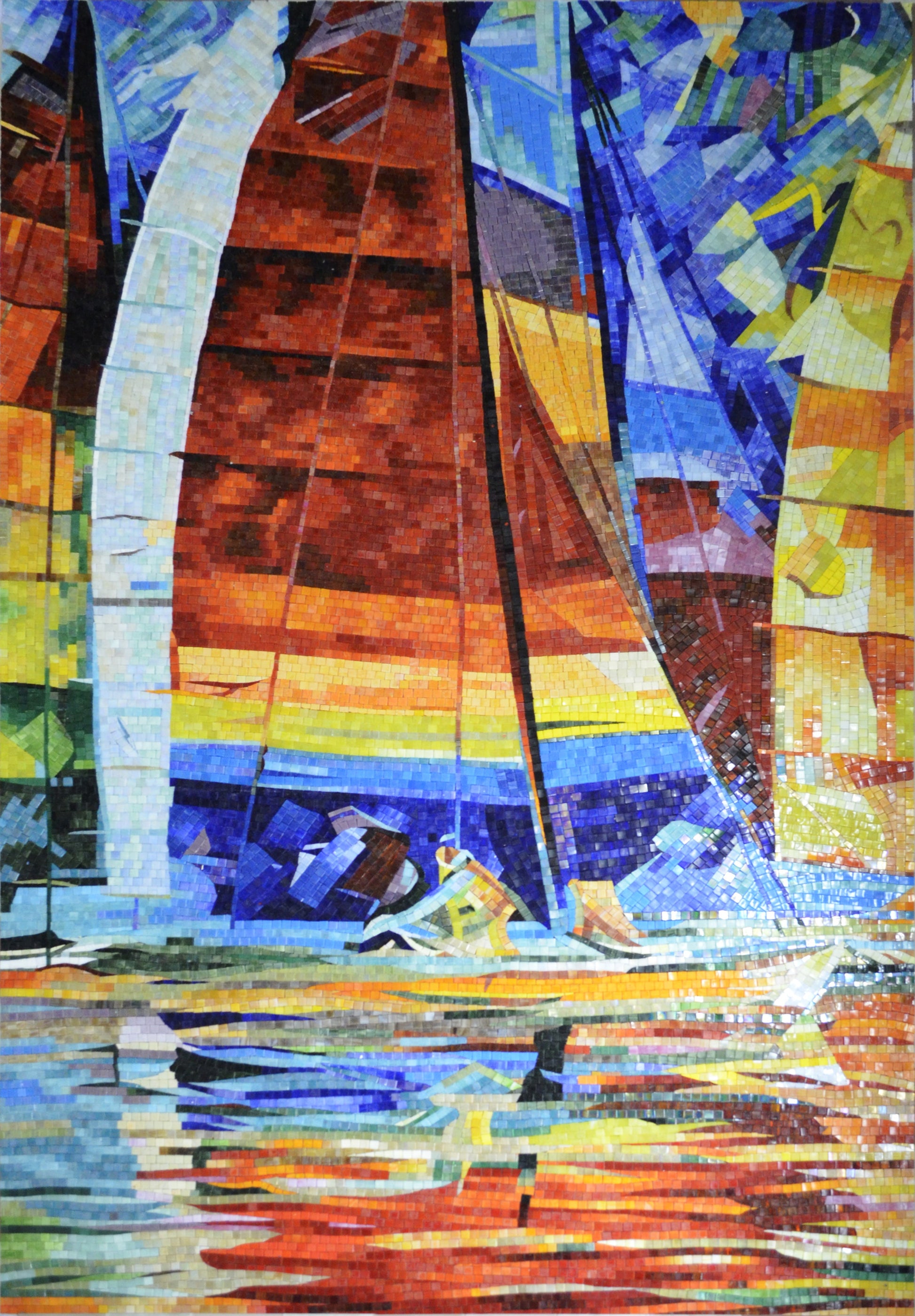 Sailboat Serenity Mosaic: Sailing into Art