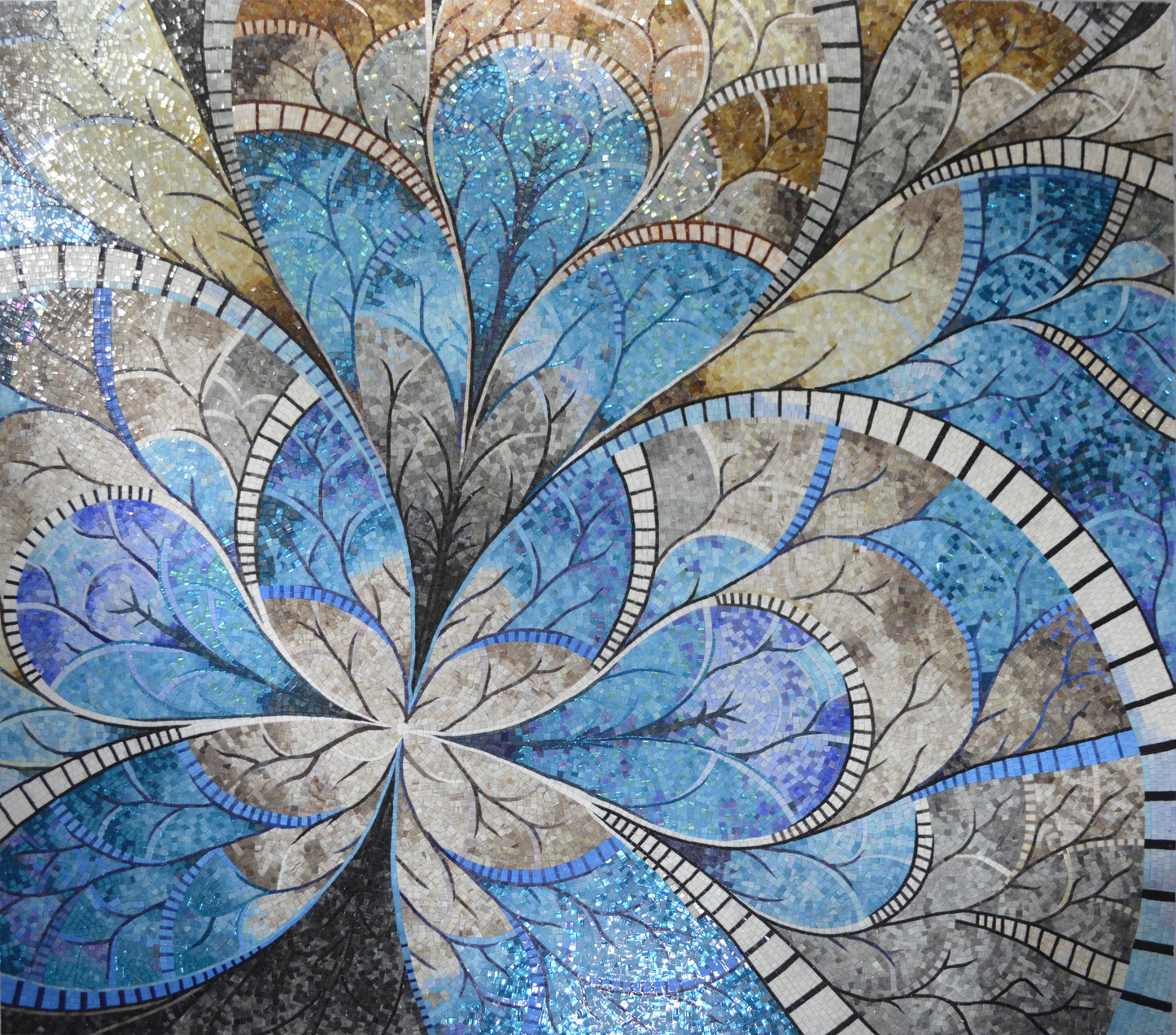 Artistic Glass Mosaic Petals: Creative Interior Design