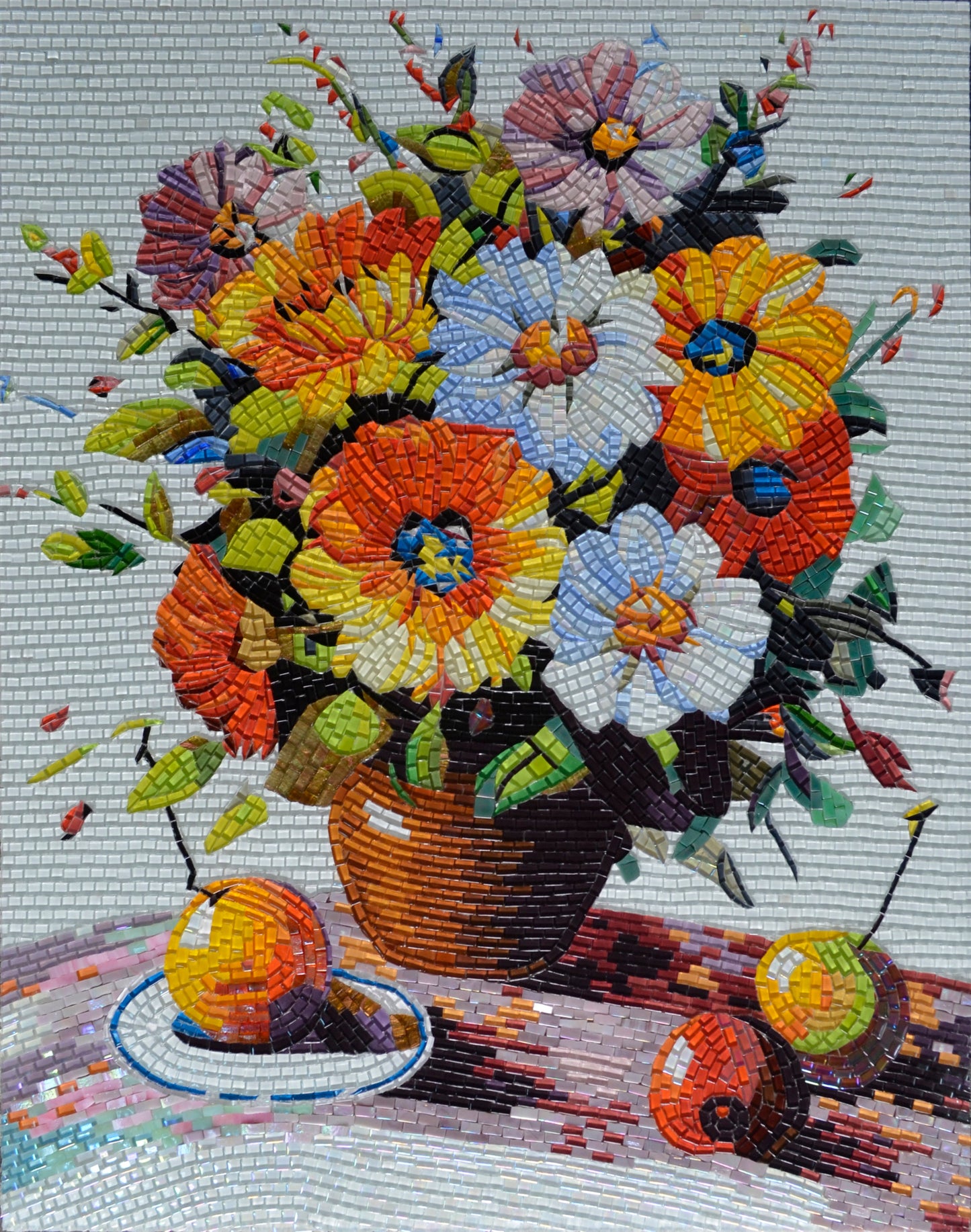 Contemporary Mosaic Flower Art: Interior Splendor