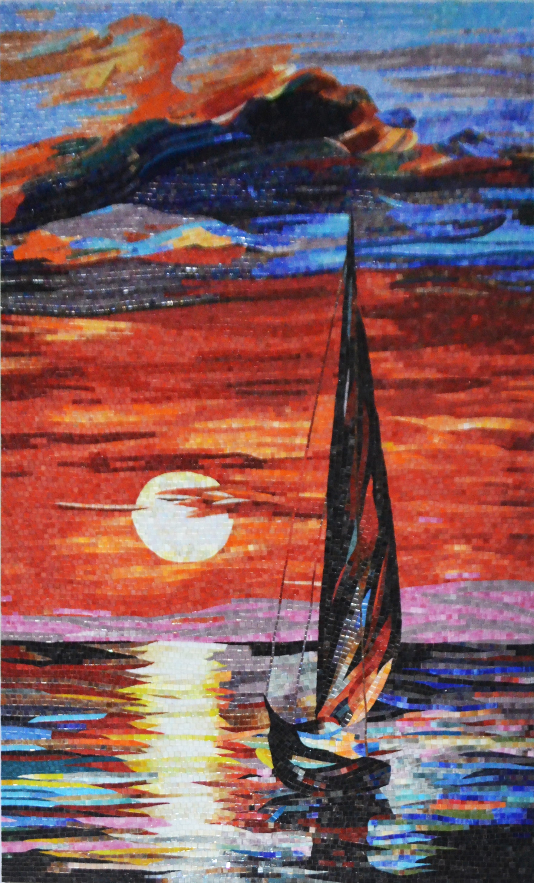 Handcrafted Elegance Mosaic - Sailing Under The Moon