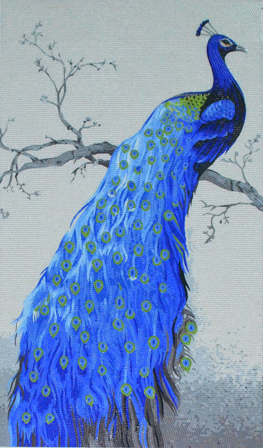 Peacock Glass Mosaic Art: Peacock's Opulent Splendor