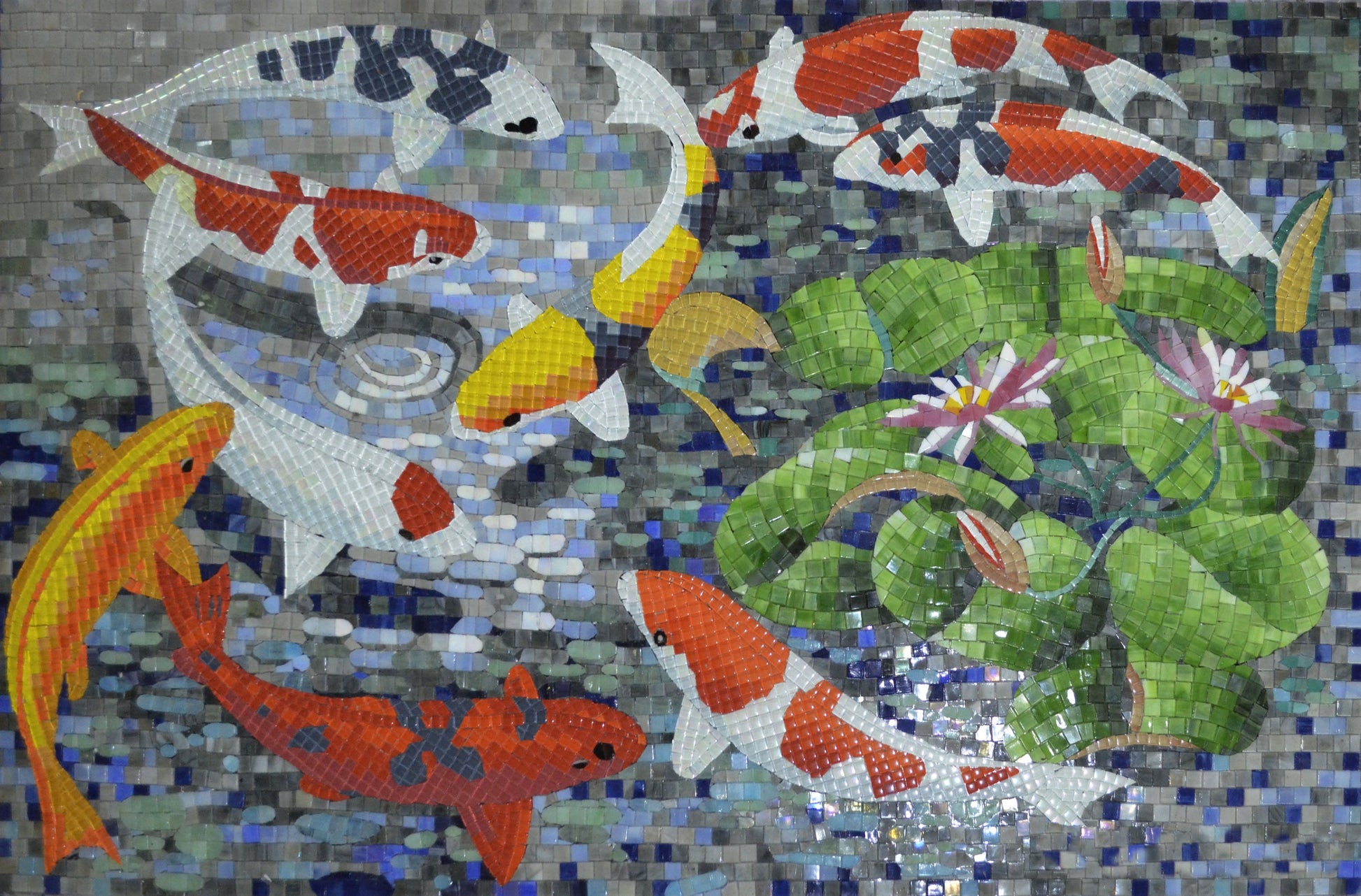 Unique & Elegant Koi Fish Glass Mosaic Artwork for Any Room in Your Home