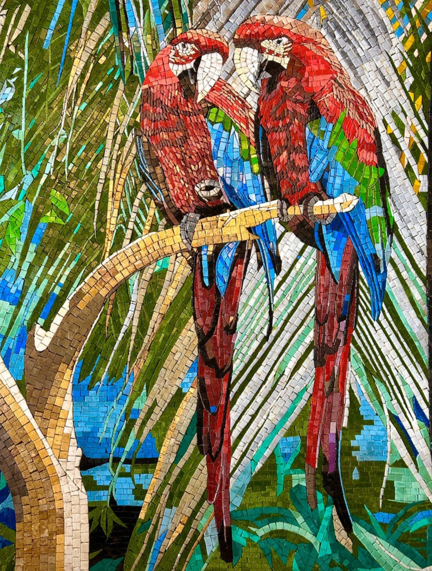 Parrots Mosaic Lovers - Art For Sale