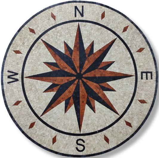 Handcrafted Compass Mosaic Artwork