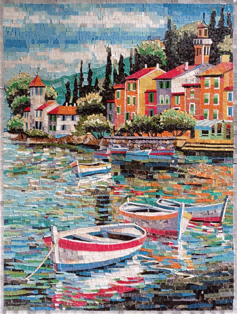 Custom Boats on The Coast Mosaic Landscape